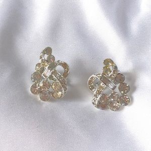 2/15$| Faux Diamonds & Silver Clip on Earrings